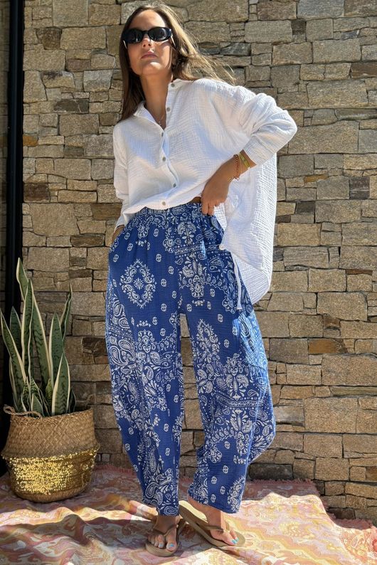 Hush Pillow Cotton Bandana B Classic Barrel Pant Malibu Blue